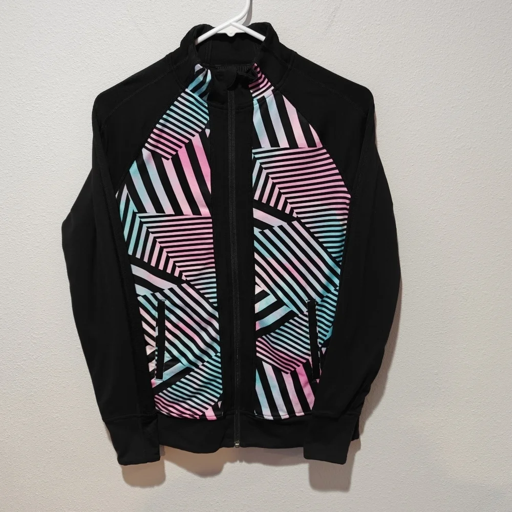 Discontinued Ivivva Lululemon Reversible Scuba Jacket Black  Geometric Size 14